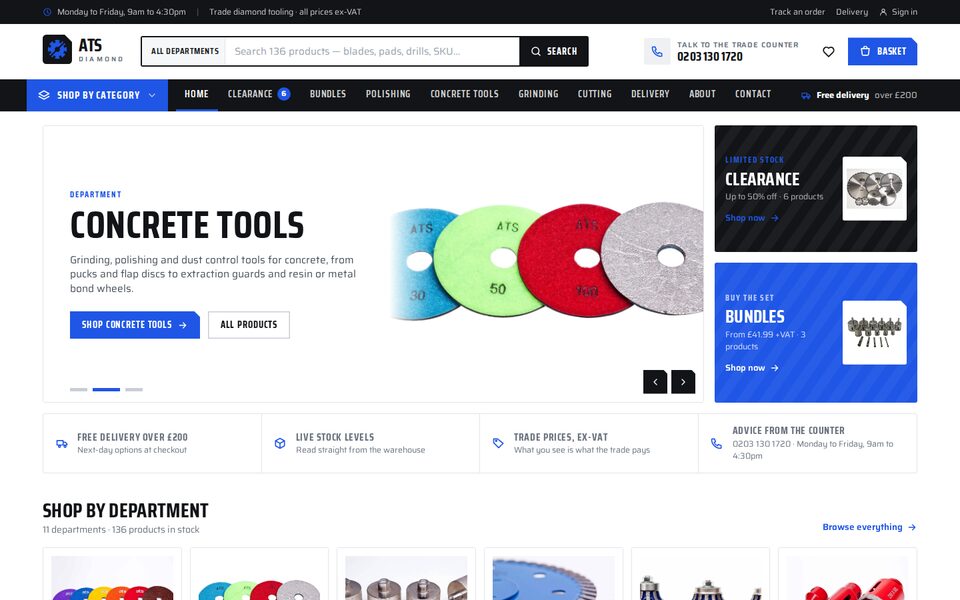 Homepage of ATS Diamond